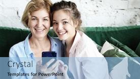  Presentation with smart home - Colorful PPT theme enhanced with beautiful-mature-mother backdrop and a light blue colored foreground