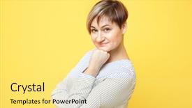  Presentation with hai color - Presentation theme enhanced with beautiful mature woman on color background and a  colored foreground