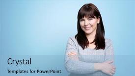  Presentation with color - Colorful presentation theme enhanced with beautiful mature woman on color backdrop and a light blue colored foreground