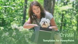  Presentation with bike - PPT layouts with beautiful-mature-woman-riding background and a ocean colored foreground