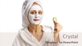  Presentation with face mask - Presentation having beautiful-mature-woman-with-towel background and a soft green colored foreground