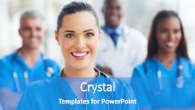  Presentation with nurse - Slide set enhanced with beautiful medical nurse and colleagues background and a teal colored foreground