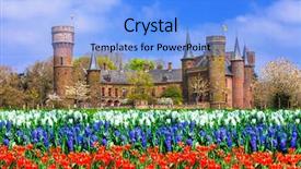  Presentation with medieval iron doors stone castle - Colorful PPT theme enhanced with beautiful medieval castles of belgium backdrop and a light blue colored foreground