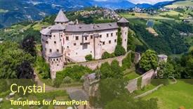  Presentation with medieval iron doors stone castle - Presentation enhanced with beautiful-medieval-castles-of-northern background and a tawny brown colored foreground