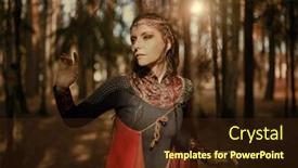  Presentation with princess - Theme consisting of beautiful-medieval-princess-stands background and a tawny brown colored foreground