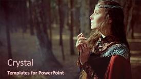  Presentation with breaking through - Slides with beautiful-medieval-queen-stands background and a tawny brown colored foreground