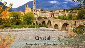  Presentation with medieval - Presentation theme enhanced with beautiful medieval town with impressive background and a coral colored foreground