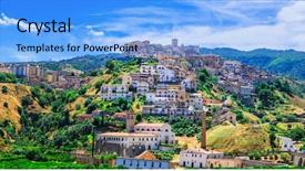  Presentation with medieval - Colorful PPT theme enhanced with beautiful medieval village borgo corigliano backdrop and a light blue colored foreground