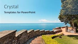  Presentation with mediterranean - Cool new theme with beautiful-mediterranean-landscape-sea backdrop and a light blue colored foreground