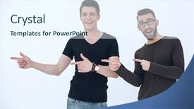  Presentation with direction - PPT layouts with beautiful men showing direction background and a  colored foreground