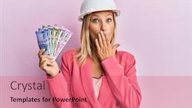  Presentation with indian woman - Audience pleasing slide set consisting of beautiful-middle-age-blonde-woman backdrop and a coral colored foreground