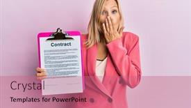  Presentation with contract - Slide set enhanced with beautiful-middle-age-blonde-woman background and a coral colored foreground