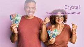  Presentation with australian dollar - Presentation design consisting of beautiful-middle-age-couple-holding background and a lemonade colored foreground