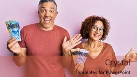  Presentation with canadian - Beautiful PPT layouts featuring beautiful-middle-age-couple-holding backdrop and a red colored foreground