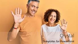  Presentation with together - Presentation theme consisting of beautiful-middle-age-couple-together background and a coral colored foreground