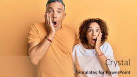  Presentation with together puzzle pieces beautiful - Presentation design enhanced with beautiful-middle-age-couple-together background and a coral colored foreground