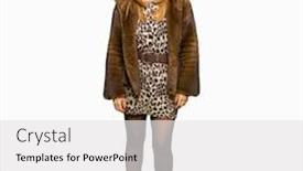  Presentation with mine air pollution - Colorful slide deck enhanced with beautiful middle age elegant woman wearing mink coat puffing cheeks with funny face mouth inflated with air crazy expression backdrop and a white colored foreground