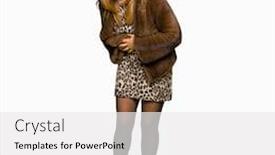  Presentation with stomach disease - Slide set enhanced with beautiful middle age elegant woman wearing mink coat with hand on stomach because nausea painful disease feeling unwell ache concept background and a white colored foreground