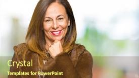  Presentation with elegant - Amazing slide deck having beautiful middle age elegant woman wearing mink coat looking confident at the camera with smile with crossed arms and hand raised on chin thinking positive backdrop and a tawny brown colored foreground