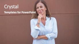  Presentation with beautiful hispanic woman - Presentation theme featuring beautiful middle age hispanic woman background and a coral colored foreground