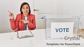  Presentation with beautiful hispanic woman - Presentation theme featuring beautiful-middle-age-hispanic-woman background and a light gray colored foreground