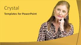  Presentation with rich - Slide set enhanced with beautiful middle age mature rich woman wearing leopard dress over isolated background with hand on chin thinking about question pensive expression smiling with thoughtful face doubt concept background and a yellow colored foreground