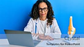  Presentation with orthopedic - Presentation theme featuring beautiful-middle-age-woman-doctor background and a light blue colored foreground