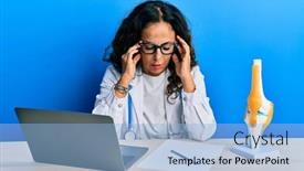  Presentation with orthopedic - Slide deck enhanced with beautiful-middle-age-woman-doctor background and a light blue colored foreground