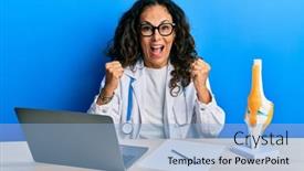 Presentation with orthopedic - PPT layouts with beautiful-middle-age-woman-doctor background and a light blue colored foreground