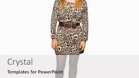  Presentation with funny animal - PPT theme with beautiful middle age woman wearing leopard animal print dress puffing cheeks with funny face mouth inflated with air crazy expression background and a white colored foreground