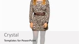  Presentation with animal print - Beautiful theme featuring beautiful middle age woman wearing leopard animal print dress winking looking at the camera with sexy expression cheerful and happy face backdrop and a white colored foreground