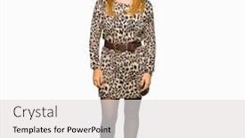  Presentation with funny animal - PPT theme with beautiful middle age woman wearing leopard animal print dress sticking tongue out happy with funny expression emotion concept background and a light gray colored foreground