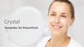  Presentation with aged care - Theme with sensible - beautiful middle aged woman skin background and a white colored foreground