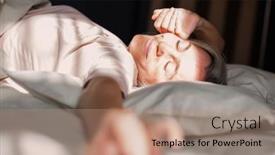  Presentation with aged - Slide deck with beautiful-middle-aged-woman-waking background and a  colored foreground