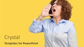  Presentation with businees - Colorful PPT theme enhanced with beautiful middle ager senior businees woman wearing glasses over isolated background shouting and screaming loud to side with hand on mouth communication concept backdrop and a yellow colored foreground