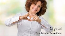  Presentation with hands heart - Amazing slide deck having beautiful middle ager senior businees backdrop and a  colored foreground