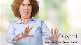  Presentation with businees - Slide deck having beautiful-middle-ager-senior-businees background and a light blue colored foreground