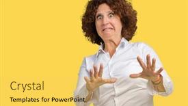  Presentation with businees - PPT layouts having beautiful middle ager senior businees woman over isolated background afraid and terrified with fear expression stop gesture with hands shouting in shock panic concept background and a yellow colored foreground