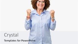  Presentation with businees - Cool new PPT layouts with beautiful middle ager senior businees woman wearing glasses over isolated background celebrating surprised and amazed for success with arms raised and open eyes winner concept backdrop and a light blue colored foreground