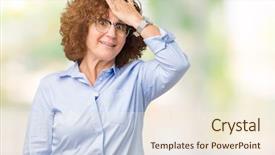  Presentation with businees - Audience pleasing presentation theme consisting of beautiful middle ager senior businees backdrop and a  colored foreground