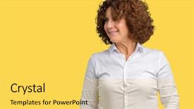  Presentation with businees - Beautiful presentation design featuring beautiful middle ager senior businees backdrop and a  colored foreground