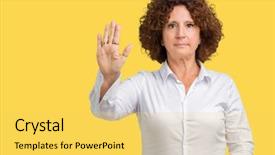  Presentation with businees - Audience pleasing presentation theme consisting of beautiful middle ager senior businees backdrop and a yellow colored foreground