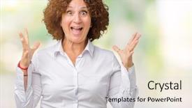  Presentation with businees - Colorful presentation theme enhanced with beautiful middle ager senior businees backdrop and a  colored foreground