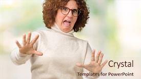  Presentation with middle ages portrait - Amazing slides having terrifying - beautiful middle ager senior woman backdrop and a lemonade colored foreground