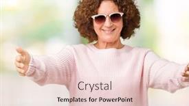  Presentation with hug - Slide deck featuring beautiful-middle-ager-senior-woman background and a lemonade colored foreground