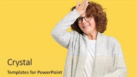  Presentation with middle ages portrait - Theme with beautiful middle ager senior woman background and a  colored foreground