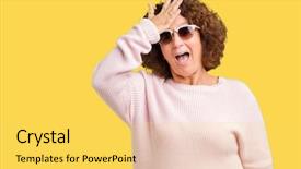  Presentation with memory - Amazing PPT theme having beautiful middle ager senior woman backdrop and a  colored foreground