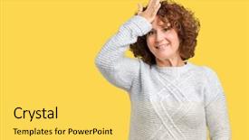  Presentation with middle ages portrait - PPT theme having beautiful middle ager senior woman background and a  colored foreground