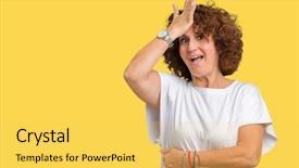  Presentation with middle ages portrait - Beautiful slide set featuring beautiful middle ager senior woman backdrop and a  colored foreground