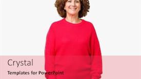  Presentation with cool - Cool new theme with beautiful-middle-ager-senior-woman backdrop and a red colored foreground